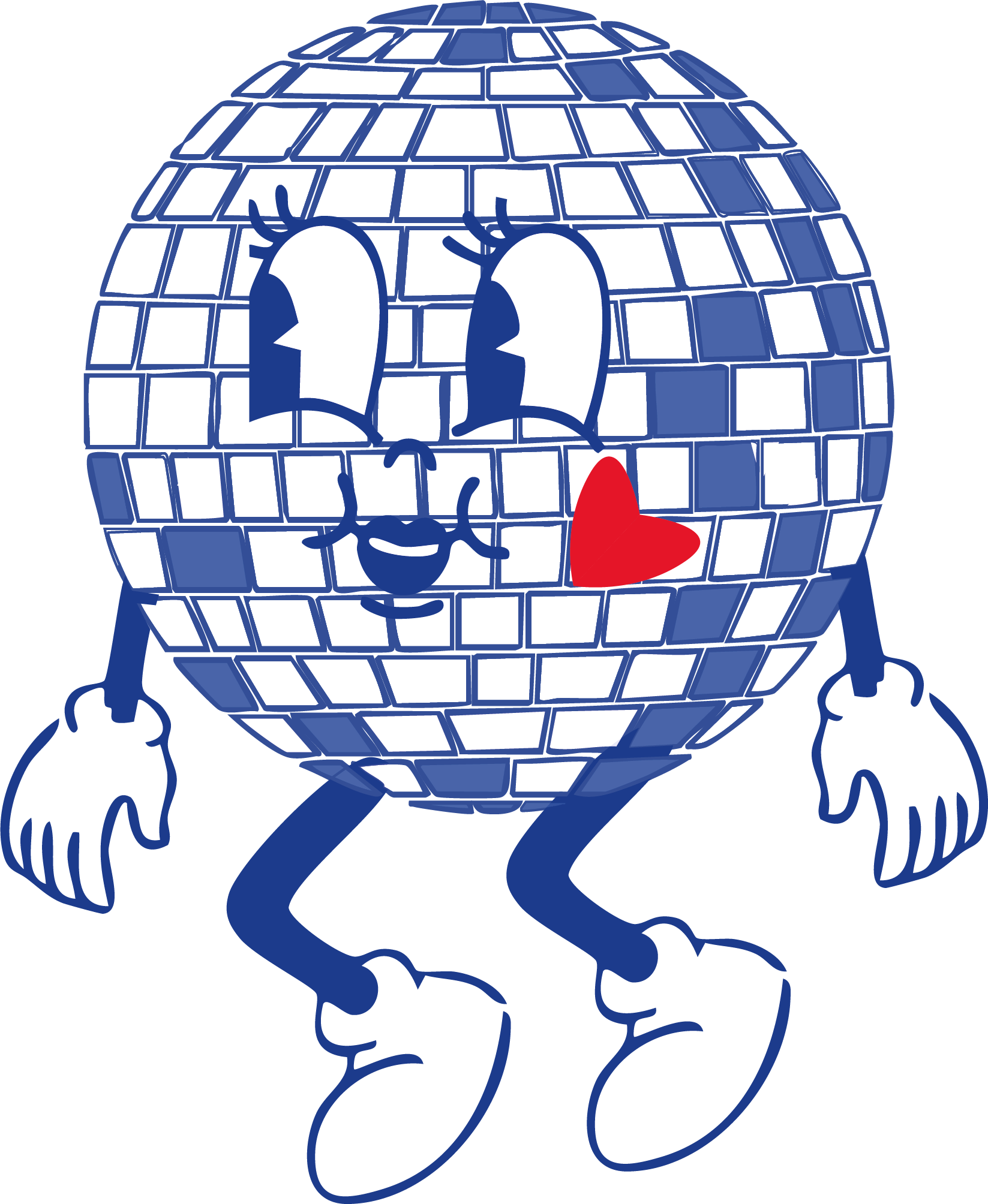 Illustration d'une boule à facette, une des mascotte du festival Rebo
