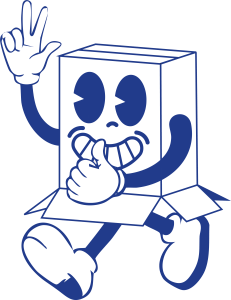 Illustration d'un carton, une des mascotte du festival Rebo
