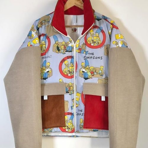 Veste en tissus Upcyclé en velours et motif Simpson de la marque Archie Bows